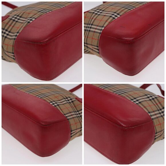 Burberrys Nova Check Tote Bag Canvas Beige Red Auth 78424 - Picture 14 of 16